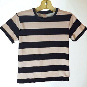 Cosland Black & White Horizontal Striped Short Sleeve T-Shirt - Size Small